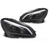 Mercedes W204 2011-2014 - Predné svetlá TUBE LED čierna lesklá SEQ DRL