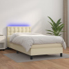 Box spring postel s matrací a LED krémová 100x200 cm umělá kůže Krémová 3134209