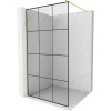Mexen Kioto, sprchová zástena Walk-In 120 x 200 cm, 8mm číre sklo čierny vzor, zlatý matný profil, 800-120-101-55-77