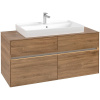 VILLEROY & BOCH Collaro závesná skrinka pod umývadlo na dosku (umývadlo v strede), 4 zásuvky, s LED osvetlením, 1200 x 500 x 548 mm, Oak Kansas, C087B0RH