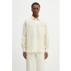 Košeľa Norse Projects Mo Oversized Check Shirt pánska, béžová farba, voľný strih, s klasickým golierom, N40.0820.2064