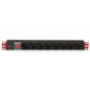 Techly I-CASE STRIP-18C20 napäťová distribučná jednotka (PDU) 8 AC zásuvky/AC zásuviek 1U Čierna, Červená (102635)