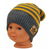 Baby Nellys Jarná/jesenná prúžkovaná čiapka grafit/sivá/žltá