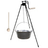 Perfect Home kotlík na guláš nerez 1,5 mm 30 l, Perfect Home pokrievka nerez 48 cm INOX, Perfect Home špeciálna trojnožka s poistnou kladkou 1,25 m VAR, vareška 50 cm SMREK