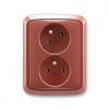 ABB TANGO Dvojzásuvka 5513A-C02357 R2 s clonkami, s natočenou dutinou, vřesová červená