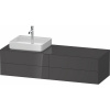 DURAVIT White Tulip závesná skrinka pod umývadlo na dosku (umývadlo vľavo), 4 zásuvky, 1600 x 550 x 408 mm, grafit vysoký lesk, WT4867LH1H10000