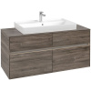 VILLEROY & BOCH Collaro závesná skrinka pod umývadlo na dosku (umývadlo v strede), 4 zásuvky, s LED osvetlením, 1200 x 500 x 548 mm, Stone Oak, C087B0RK