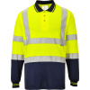 PORTWEST HI-VIS S279 / Funkčná reflexná polokošeľa, dl. rukáv - HV žltá/námorná modrá XXL