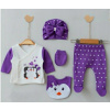 Detský komplet - Mini Hayzen 56 ECRU Baby Set, Purple 5 ks. (Novonarodená Layette 56 Hospital Set 5 ks.)