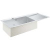 GROHE K1000 nerezový drez s odkvapávacou plochou, s excentrom, ľavý, horná montáž, 1160 x 520 mm, kartáčovaná nerezová oceľ, 31581SD1