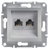 Asfora - Zásuvka datová 2xRJ45, kat.5e UTP, aluminium, EPH4400161 (Schneider Electric, Asfora, aluminium)