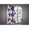 Obraz na plátne viacdielny - OB3145 - Biela orchidea fialový vzor 90cm x 80cm - S6