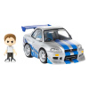Takara Tomy Vozidlo Fast & Furious Q-Village s minifigúrkami Nissan Skyline GT-R (R34) 9 cm