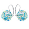 Stříbrné náušnice kuličky 13 mm se Swarovski® Crystals tyrkysově modrá SILVEGOB36120tyrb