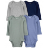 CARTERS CARTER'S Body dlhý rukáv Blue/Green/Gray chlapec 4ks 12m/ veľ. 80