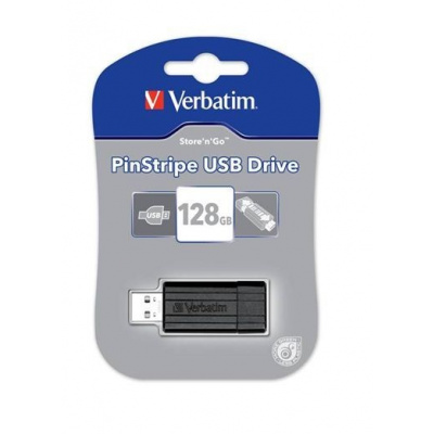 VERBATIM USB Flash Disk Store 'n' Go PinStripe 128GB - Black 49071