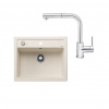 SET335 - Gránitový drez Blanco Dalago 6 biela soft + Kuchynská batéria Rosan Zerro JZ38601 chróm
