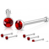 Oceľový piercing do nosa - červený krištál