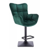 LuxuryForm DESIGN Barové kreslo AURORA VELUR na čiernej hranatej podstave - zelené