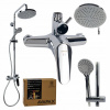 Sprchový set nastaviteľný stĺp s dažďovou sprchou, slúchadlom, hadicou a batériou