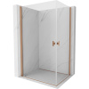 Mexen Mist-B Duo, 2-krídlový výklopný sprchový kút 95 x 80 cm, číre sklo, medený matný profil, 8A2-095-080-65-00