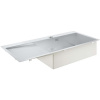 GROHE K1000 nerezový drez s odkvapávacou plochou, s excentrom, pravý, horná montáž, 1160 x 520 mm, kartáčovaná nerezová oceľ, 31582SD1