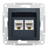 Asfora - Zásuvka datová 2xRJ45, kat.6 UTP, antracit, EPH4800171 (Schneider Electric, Asfora, antracit)