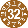 Kontrolná nálepka 32, kruh, hnedá, fólia samolepiaca, 10 mm, BJ = 1 x 128 ks