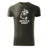DRAGOWA fitness tričko muscle army man, olivová 180g/m2 - M