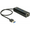 DeLock USB 3.0 Hub 3 porty + 1 port Gigabit LAN 10/100/1000 Mbps 62653 Delock