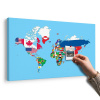 Obraz na korku mapa sveta s vlajkami