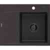 Mexen Ben, 1-komorový granitový drez 600x500x190 mm, pravý + čierny sifón, čierna-strieborná metalíza, 6523605000-73-B
