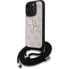 Guess PU 4G Metal Logo Crossbody popruh kryt iPhone 15 Pre ružový
