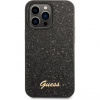 Púzdro Guess Glitter Flakes Metal Logo iPhone 14 Pro Max čierne