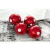 Vianočné gule 26/2038/8/ks - červené + biele bodky