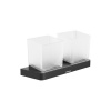 RAVAK 10° Držiak s dvoma pohárikmi, čierny/matné sklo, X07P558