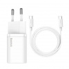 Baseus rýchlonabíjačka do siete Super Si USB-C PD QC 25W (s káblom USB-C na USB-C) biela 6953156206038