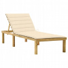 Záhradné lehátko - Vidaxl Deckchair s krémovým vankúšom, impregnované drevo (VidaXL lehátko na opaľovanie s krémovým vankúšikom z impregnovaného dreva)