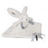 Plyšový zajačik na maznanie Bunny Happy Glossy Doudou et Compagnie biely 25 cm v darčekovom balení od 0 mes