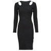 Guess Dlhé šaty LS CN CLIO BODYCON DRESS Čierna