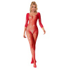 Subblime - 952419 fishnet bodystocking with diamonds long sleeve red