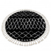 Eoshop Kulatý koberec BERBER ETHNIC G3802, černo-bílý, střapce, Maroko, Shaggy (Velikost: kruh 160 cm)