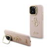 Guess PU Grained 4G Logo Stand Camera Frame zadný kryt pre iPhone 16 Pro Pink