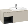 VILLEROY & BOCH Subway 3.0 závesná skrinka pod umývadlo (umývadlo vpravo), 2 zásuvky + regálový prvok, s LED osvetlením, 1001 x 516 x 422,5 mm, Cashmere Grey, C571L2VN
