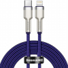 Baseus CATLJK-B01 Cafule Series opletený dátový a nabíjací kábel USB-C / Lightning pre iPhone / iPad / iPod / AirPods - 2 m - fialový - možnosť vrátiť tovar ZADARMO do 30tich dní
