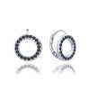 MINET JMAS0182NE00 - MINET Stříbrné náušnice KROUŽKY s černými zirkony