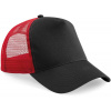 Beechfield | B640, 5 panelová Trucker šiltovka, čierna - červená Classic