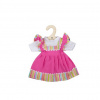 Bigjigs Toys Ružové šaty s pruhovaným lemovaním pre bábiku 28 cm