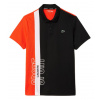 Tricouri polo bărbați Lacoste Regular Fit Recycled Knit Tennis - black/orange/white - Čierny (S)