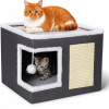 Pelíšek pre mačku 2v1 domček škrabadlo s podložkou a hračkou 42x42x35cm (I700)
